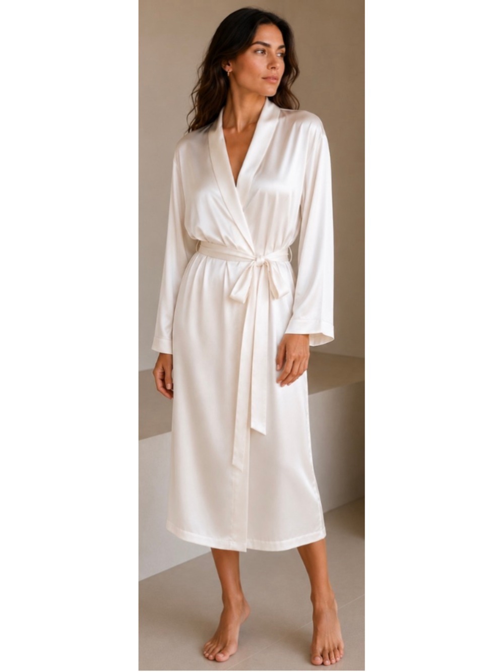 LA PERLA Off White/Cream Silk Robe XL (5) Luxury Italian